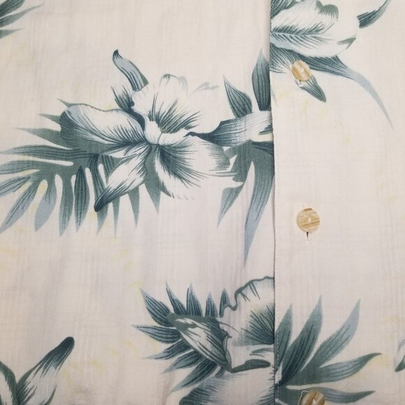 Knightsbridge Men XL Silk Blend Short Sleeve Button Up Hawaiian Ivory Shirt - Picture 6 of 15